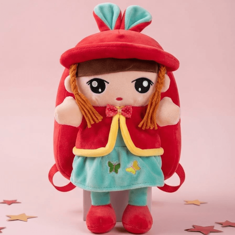 3D Cute Red Girl Doll Bag for Baby Girls – Red