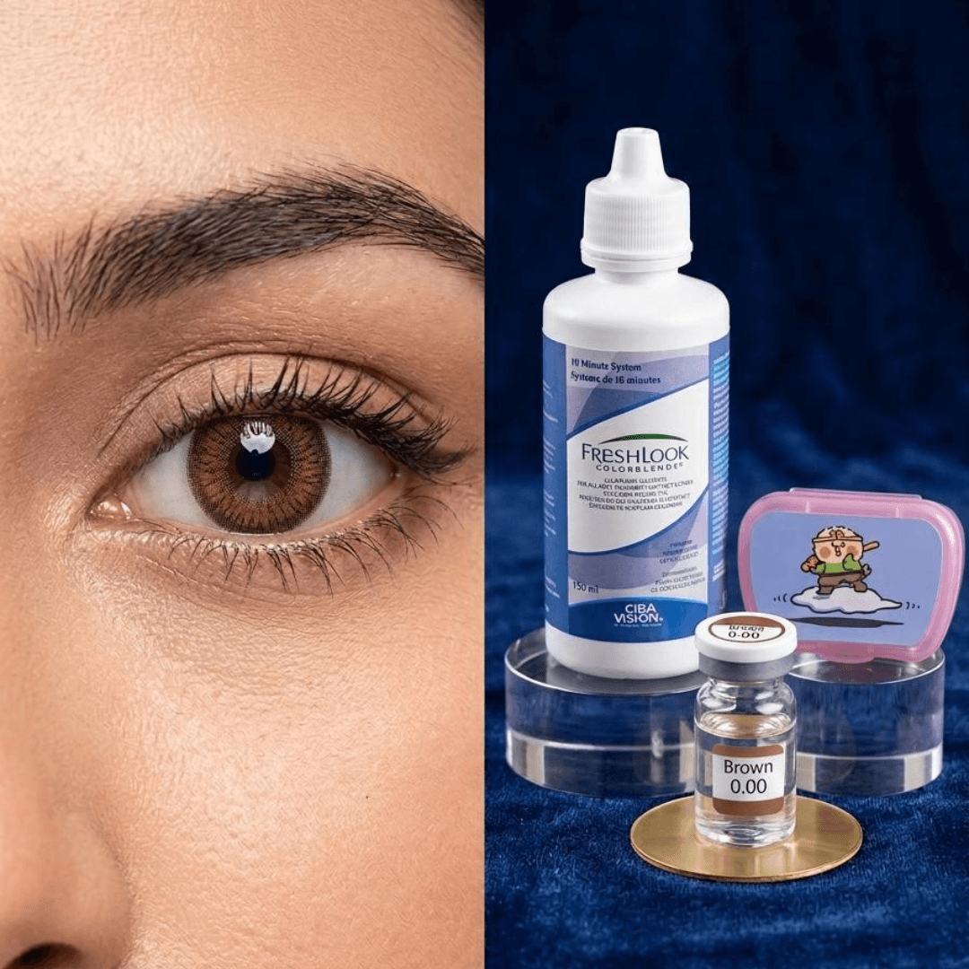 Bella Brown Color Contact Lenses (0.00 Plano) with Lens Care Kit