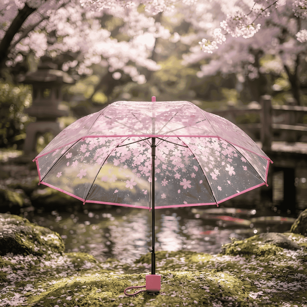 Elegant Pink Cherry Blossom Transparent Umbrella