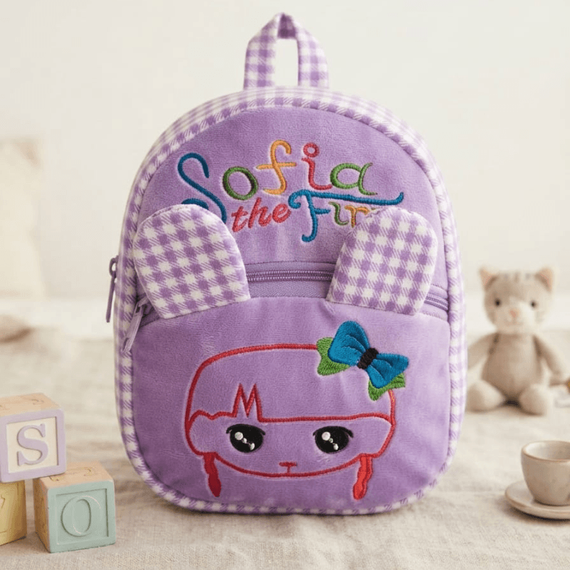 Sofia the First Cute Velvet/Plush Baby Bag - Purple