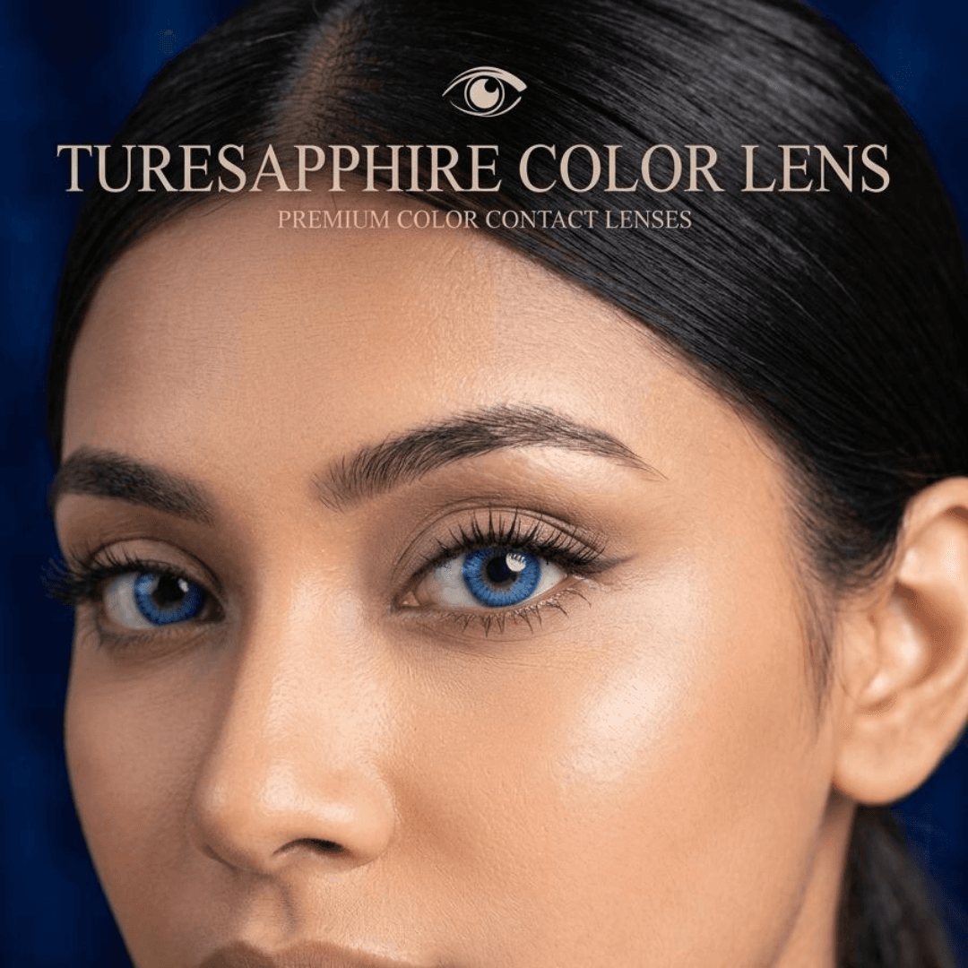 Bella True Sapphire Premium Color Contact Lenses (0.00 Plano) with Lens Care Kit & Solution