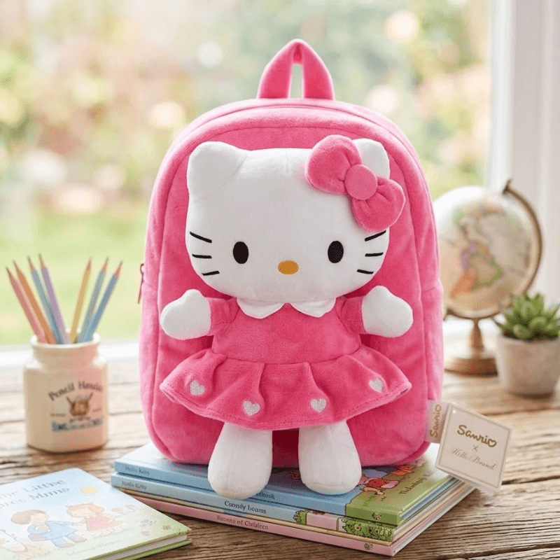 Cute Hello Kitty Plush Kids Backpack - pink