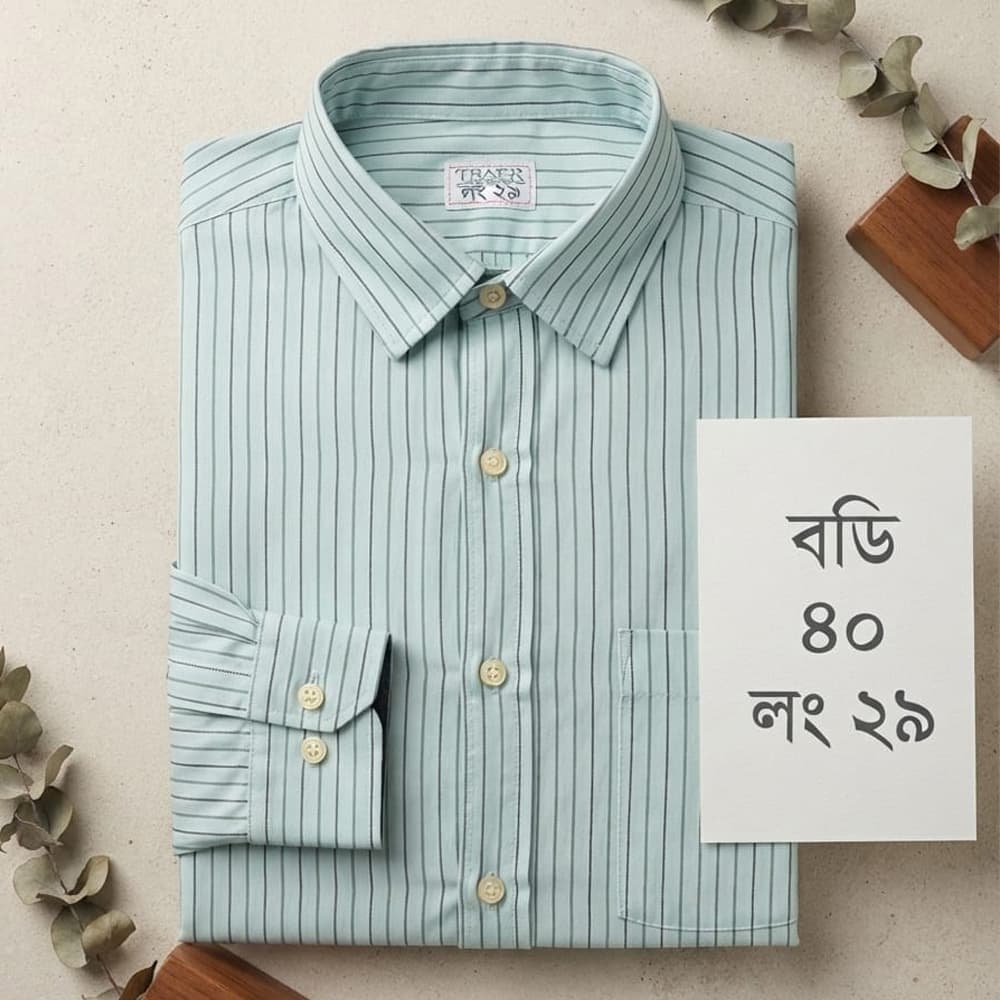 Premium Quality Mint Green Multi-Stripe Formal Shirt