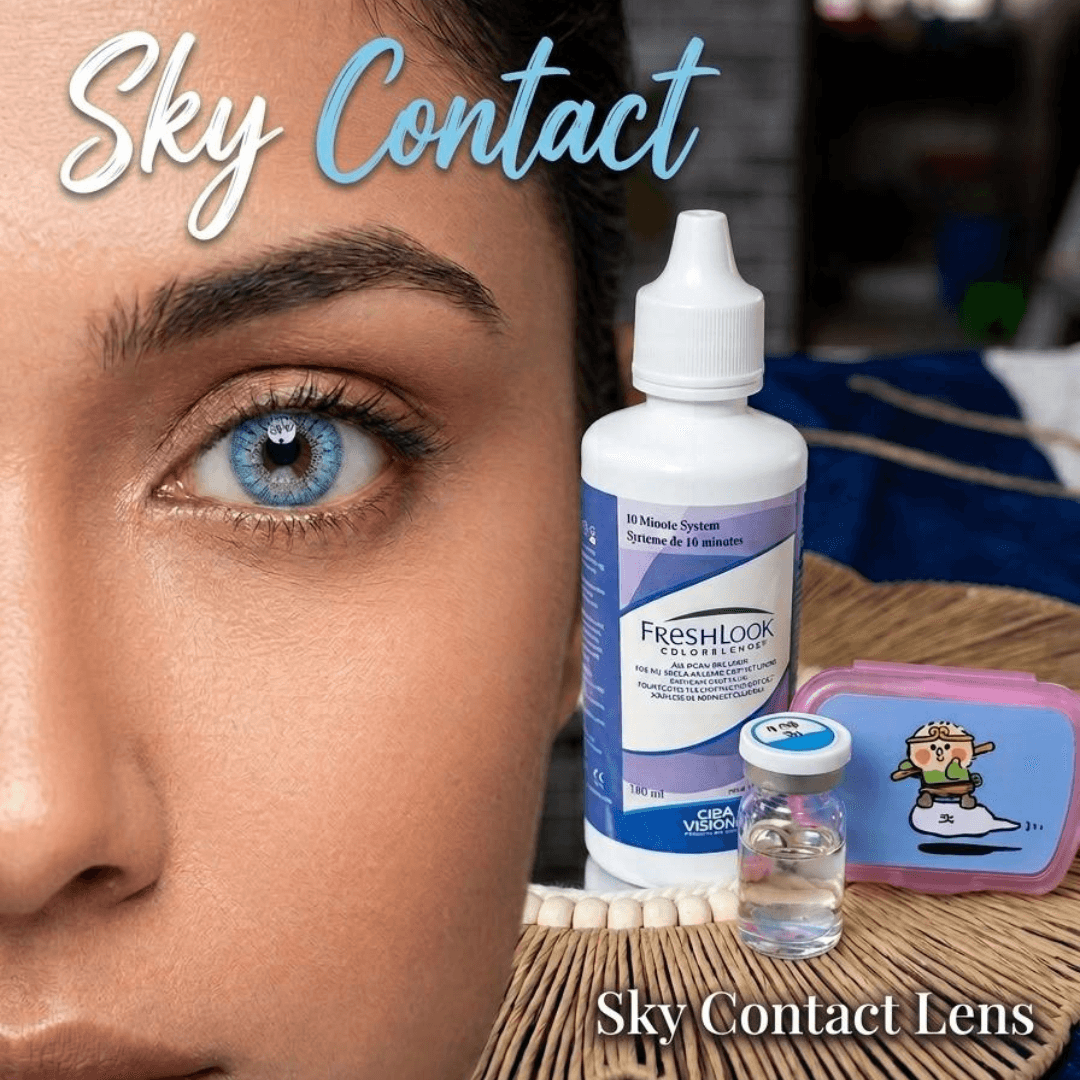 Bella Sky Color Contact Lenses (0.00 Plano) with Lens Care Kit & solution