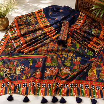 Chanderi Silk – Midnight Blue