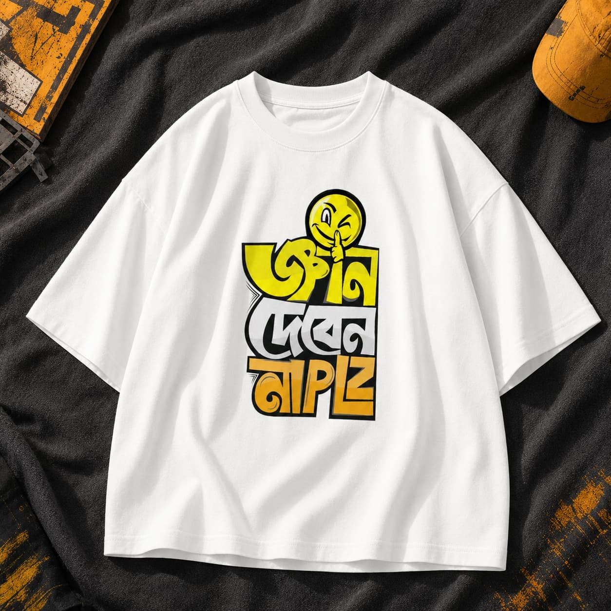 "Funny Vibes" Typographic Drop Shoulder T-Shirt