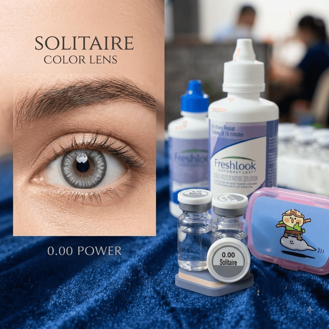 Bella Solitaire Color Lenses (0.00 Plano Power) with Lens Care Kit