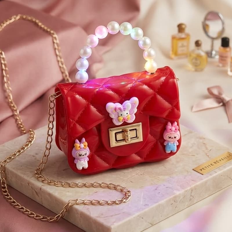 Baby LED Pearl Mini Handbag – Red