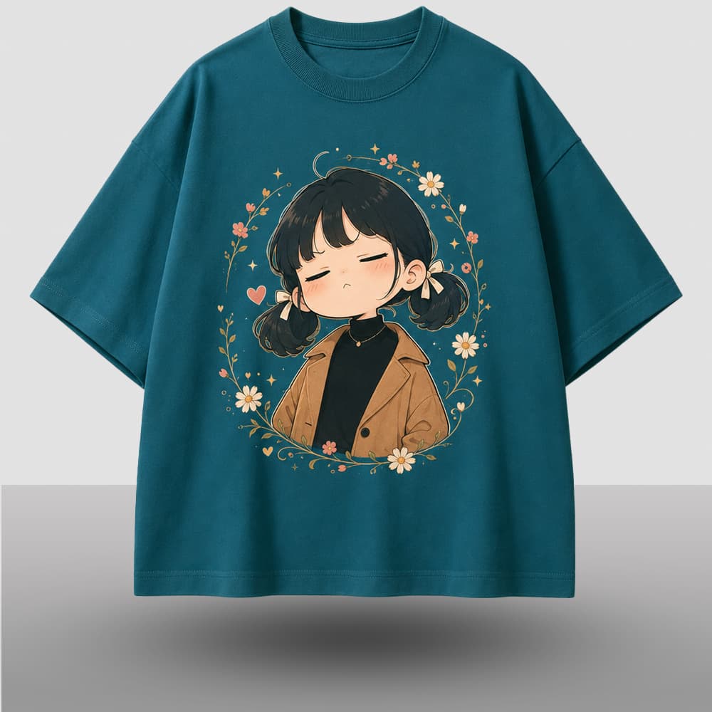 "Floral Portrait" Aesthetic Drop Shoulder T-Shirt