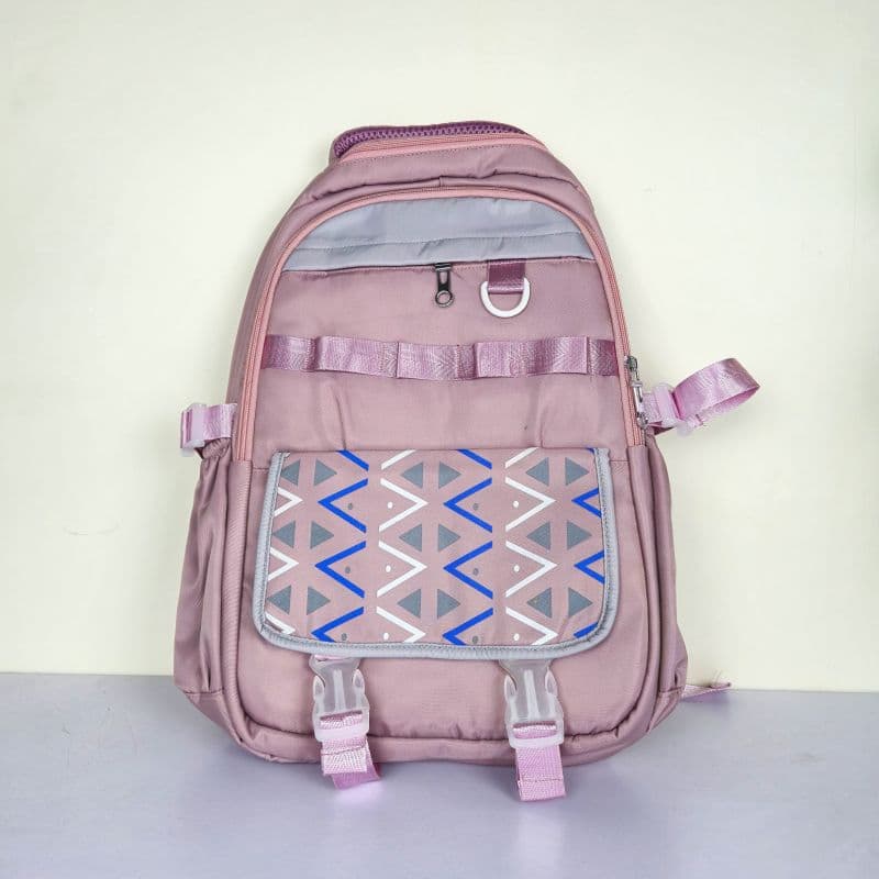 Multi-Pocket Casual Backpack with Geometric Flap