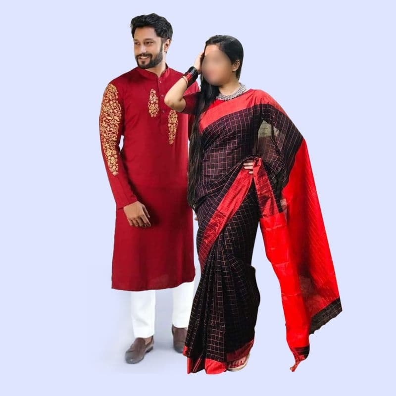 Premium Couple Set/Matching Dress/Traditionally Dress/Sari And Panjabi