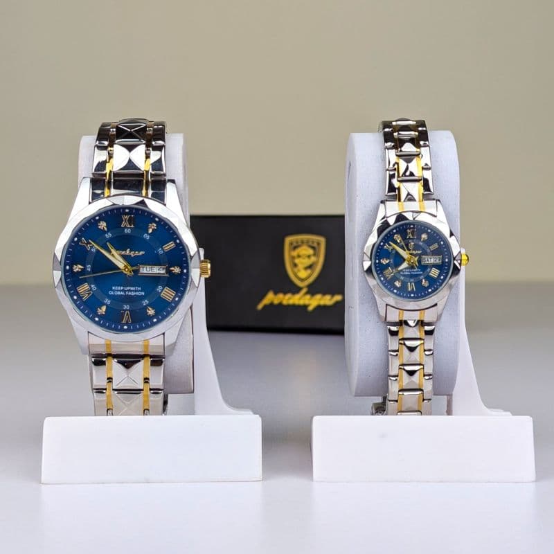 Poedagar Luxury Couple Watch (Water Resistant)