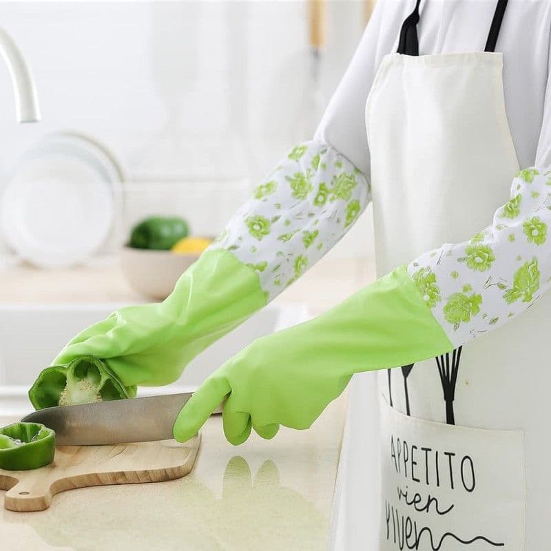Rubber Cleaning Gloves Kitchen Dishwashing Gloves (Multi-Colors)