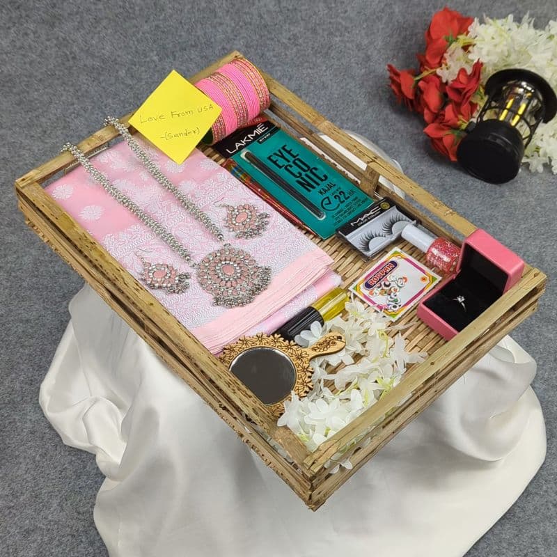 Premium Silk Katan Saree Combo Set - Light Pink