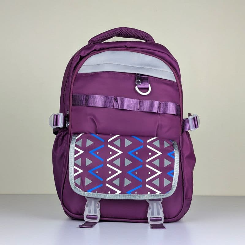 Multi-Pocket Casual Backpack with Geometric Flap
