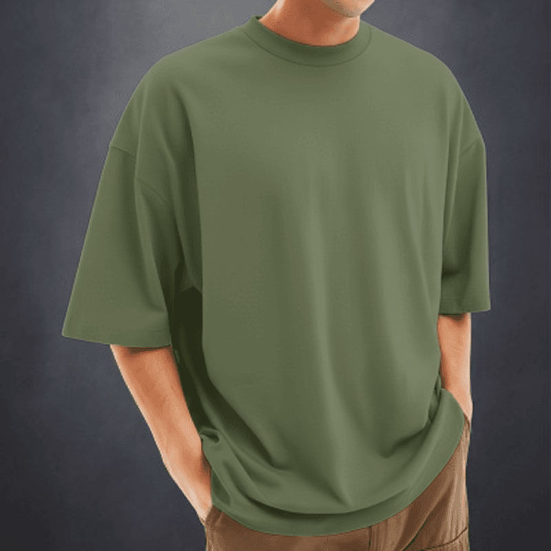 Men's Stylish Drop Shoulder (Army Green)