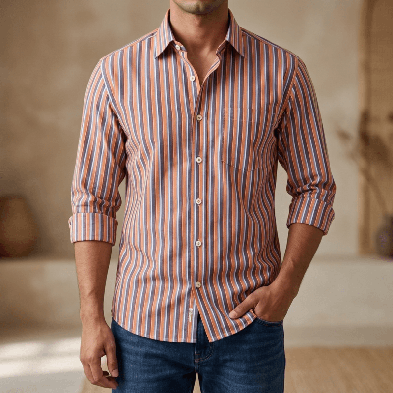 Mens long sleeve Strip shirt