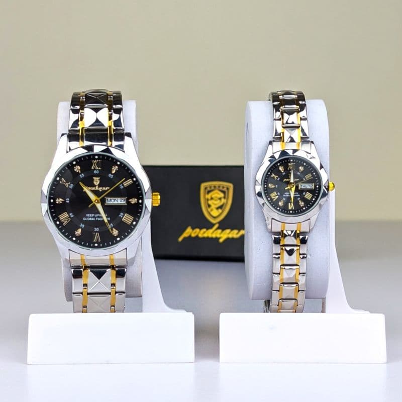 Poedagar Luxury Couple Watch (Water Resistant)