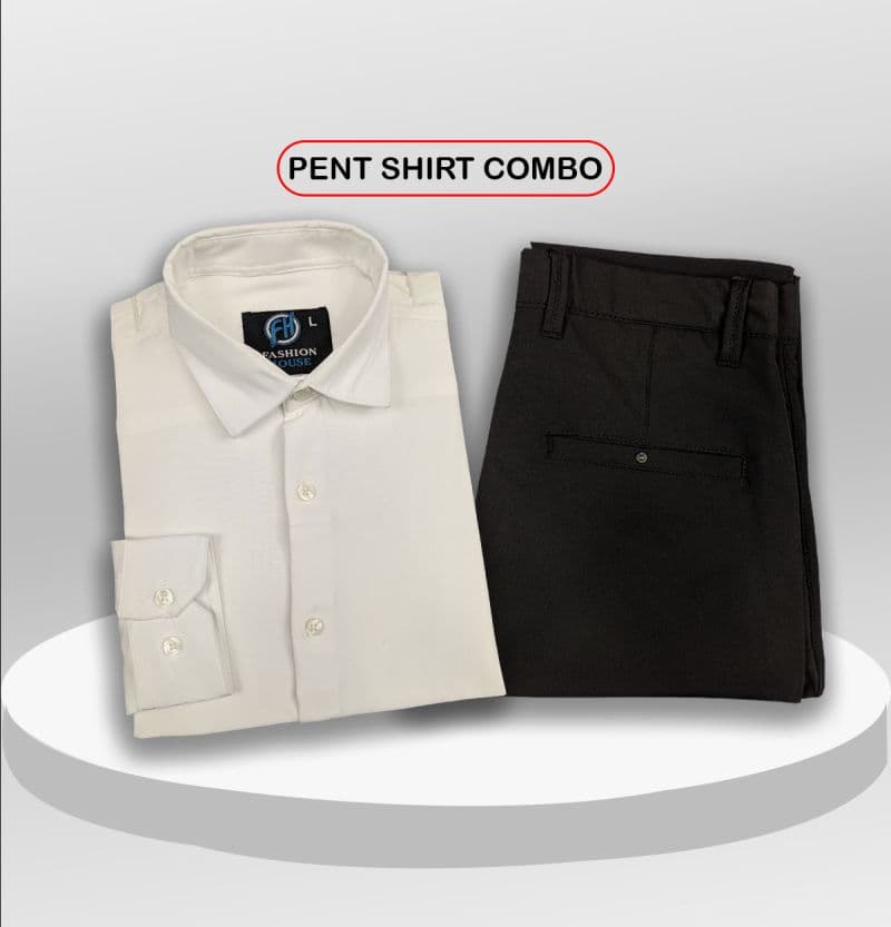 Premium Shirt & Pant Combo (Formal / Casual) (White & Black)