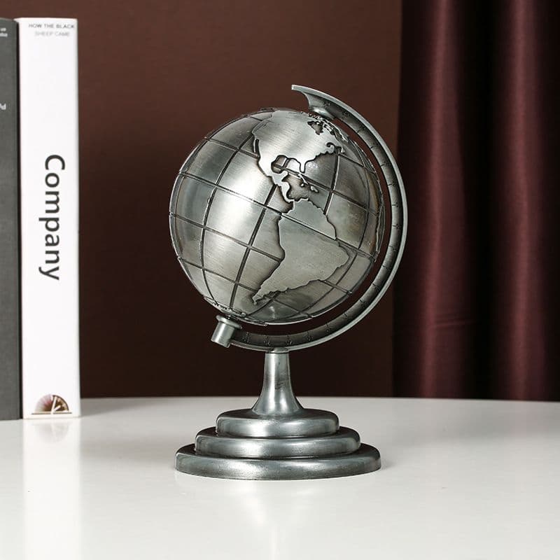 World Map 3D Rotating Glove Decoration Gift- Silver