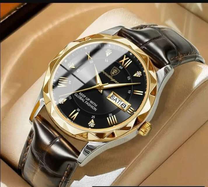 POEDAGAR 615L Men's Leather Quartz Watch