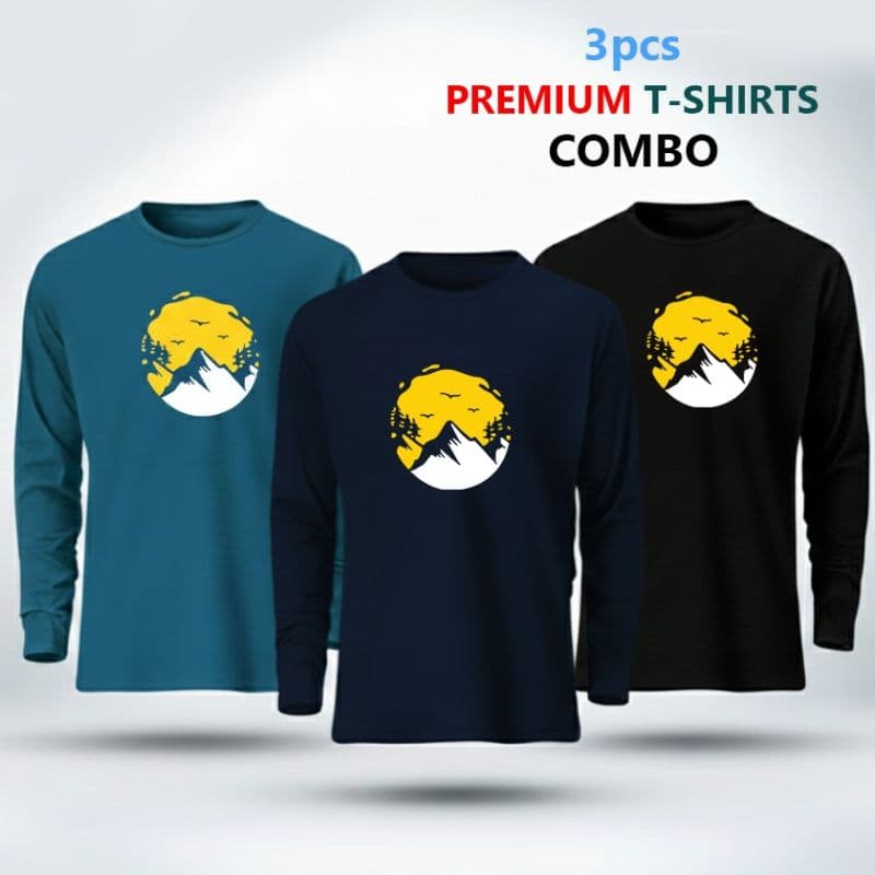 3 pcs Full Sleeve T-Shirt Combo