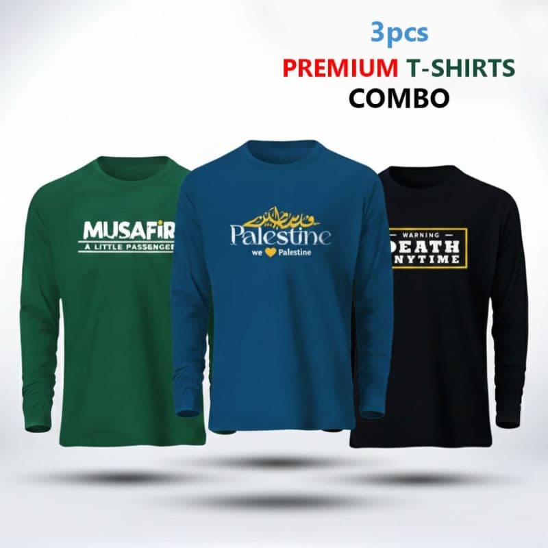 3 pcs Full Sleeve T-Shirt Combo