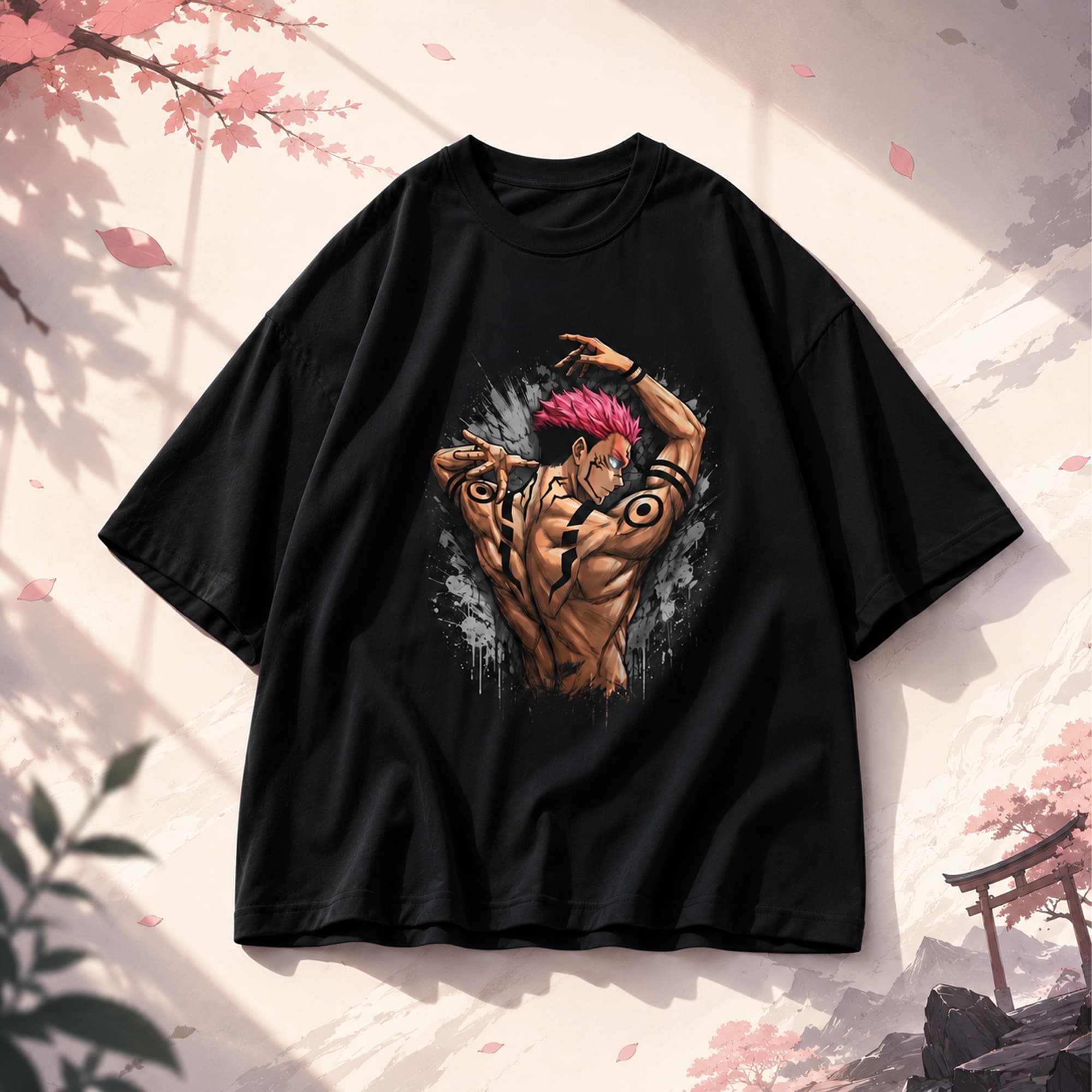 Sukuna Cursed King — Black Drop Shoulder 🔥