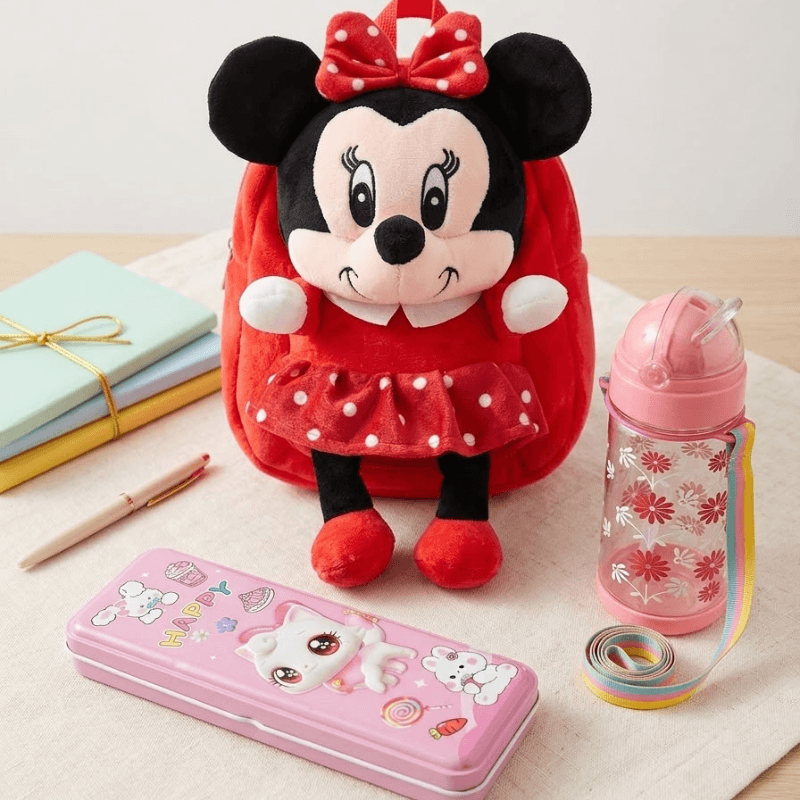 Cute mini mouse  Cartoon Backpack, Pencil Box & Water Bottle Combo Set