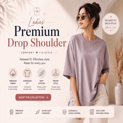 Ladies Premium Drop Shoulder