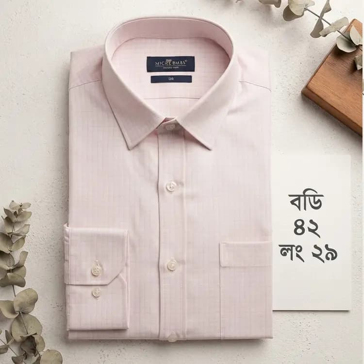 Light Pink Grid Check Shirt(Body: 42, Length: 29)