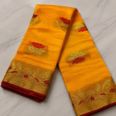 Katan Mustard Gold Saree (BABY)