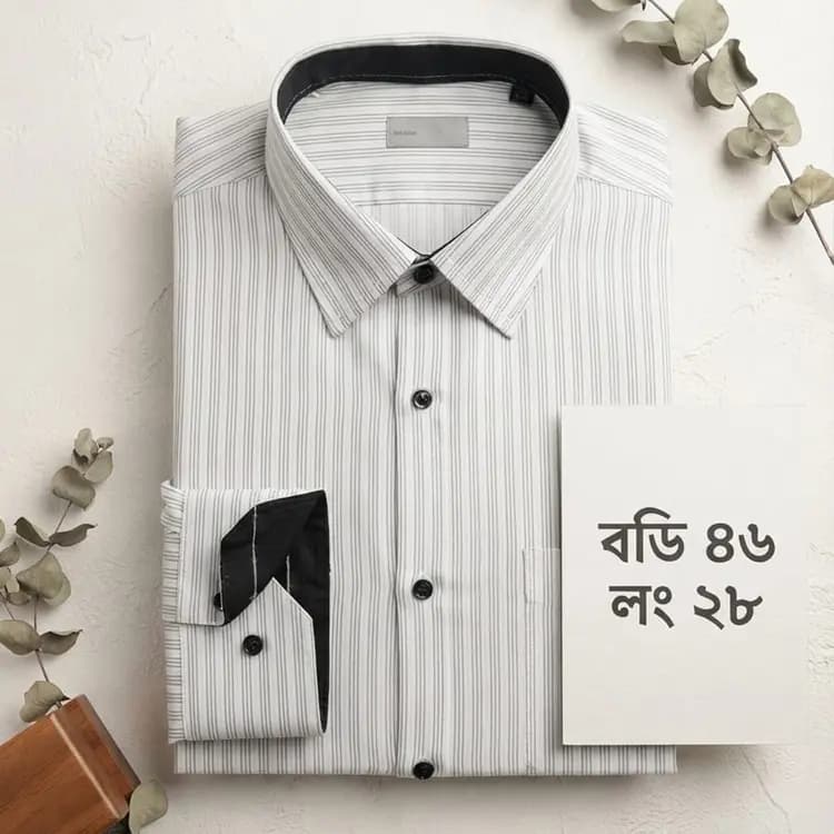 Grey Striped Shirt(Body: 46, Length: 28)