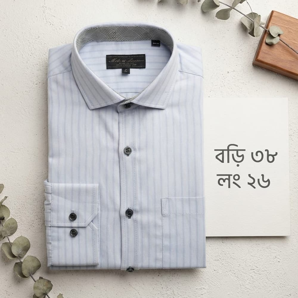 Premium Quality Light Blue Striped Shirt - Body 38cm