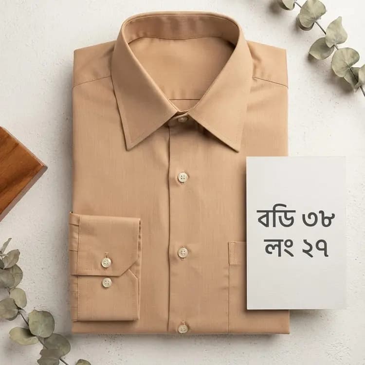 Tan Solid Shirt(Body: 38, Length: 27