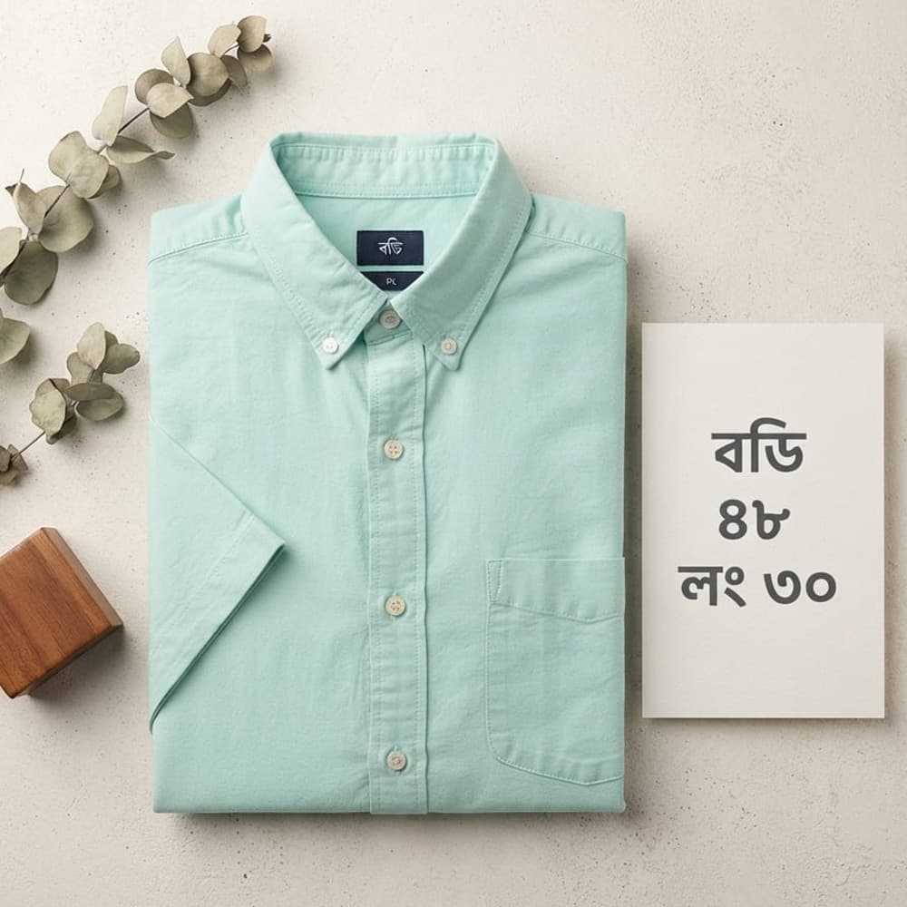 Premium Quality Mint Green Solid Half Sleeve Shirt
