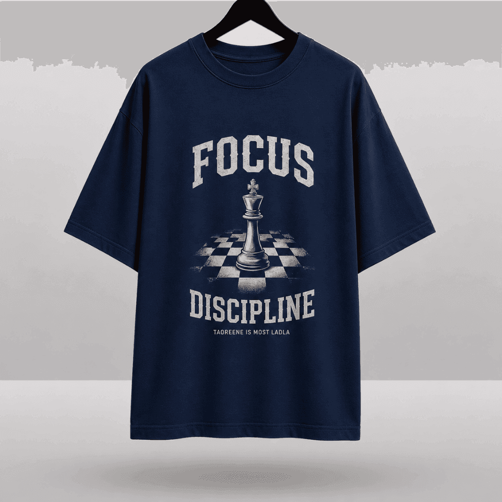 "Focus & Discipline" Motivational Graphic Drop Shoulder T-Shirt