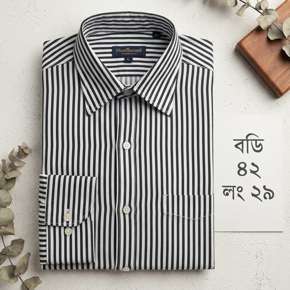 Premium Quality Black & White Stripe Shirt