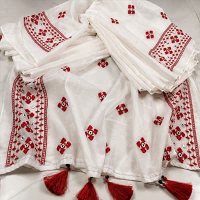 Half Silk Embroidery – Off White