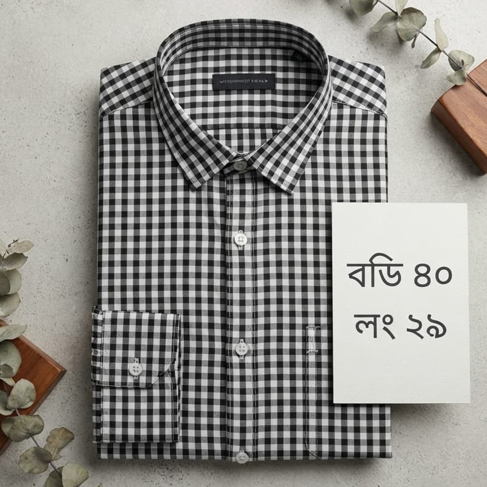 Premium Quality Black & White Gingham Check Shirt