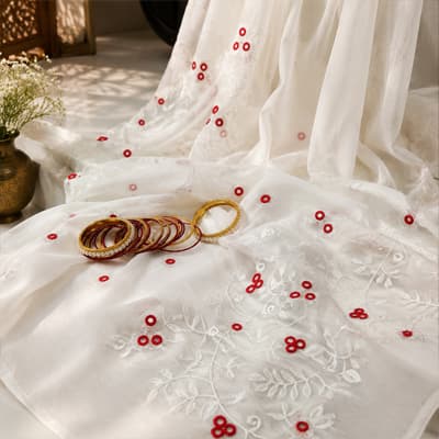 Half Silk Embroidery – Off White
