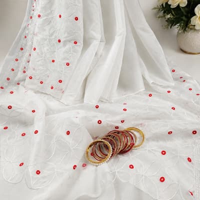 Half Silk Embroidery – Off White