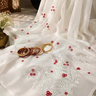 Half Silk Embroidery – White