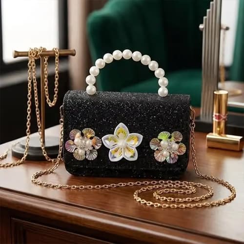 Black Pearl Glitter Party Bag