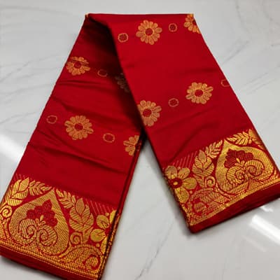 Katan Ruby Red Saree (BABY)