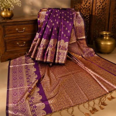 Katan Royal Violet Saree