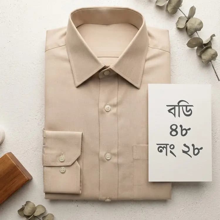 Tan Solid Shirt(Body: 48, Length: 28)