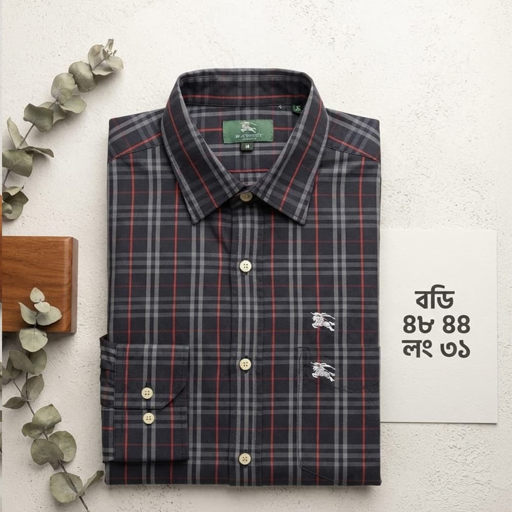 Premium Quality Charcoal Black Plaid Check Shirt