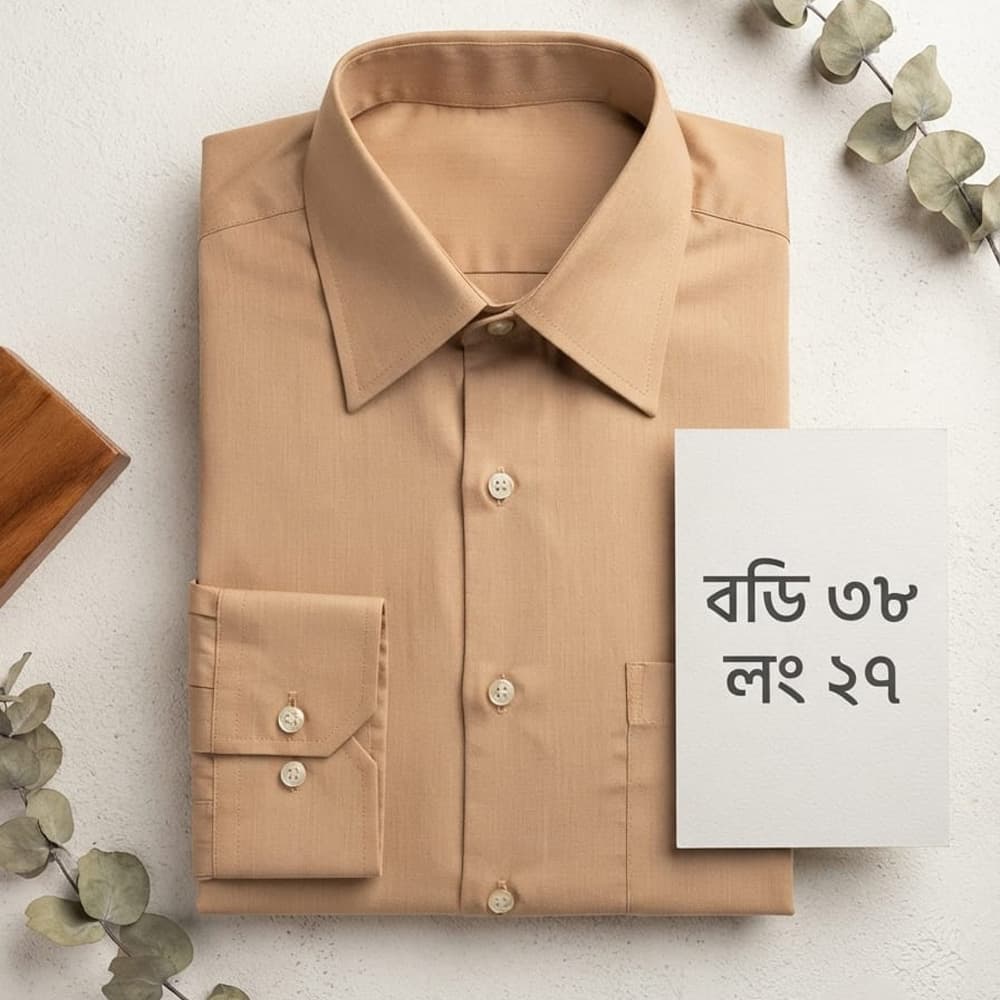 Premium Quality Tan Solid Shirt - Body 38cm