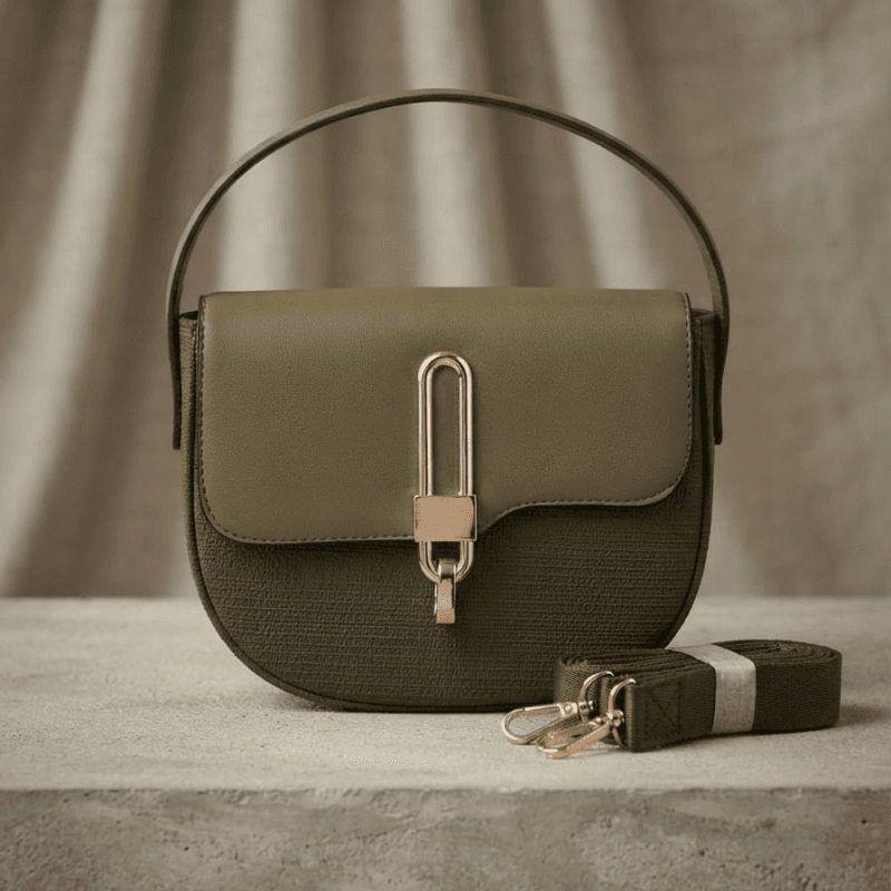 Classic Buckle Mini Handbag (Olive Green)